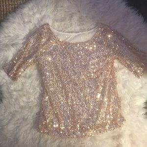 Off-the-shoulder, Sequins 3/4 sleeve blouse